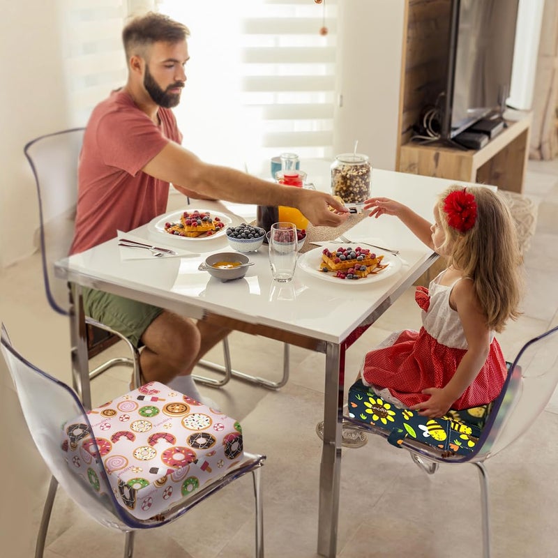 Funcority Toddler Booster Seat for Dining Table, Portable Booster Seat for Kitchen Chair, 4 Inch High-Density Foam Cushion with Adjustable Safety Straps and Non-Slip Bottom, Perfect for Kids Travel and Daily - Image 2